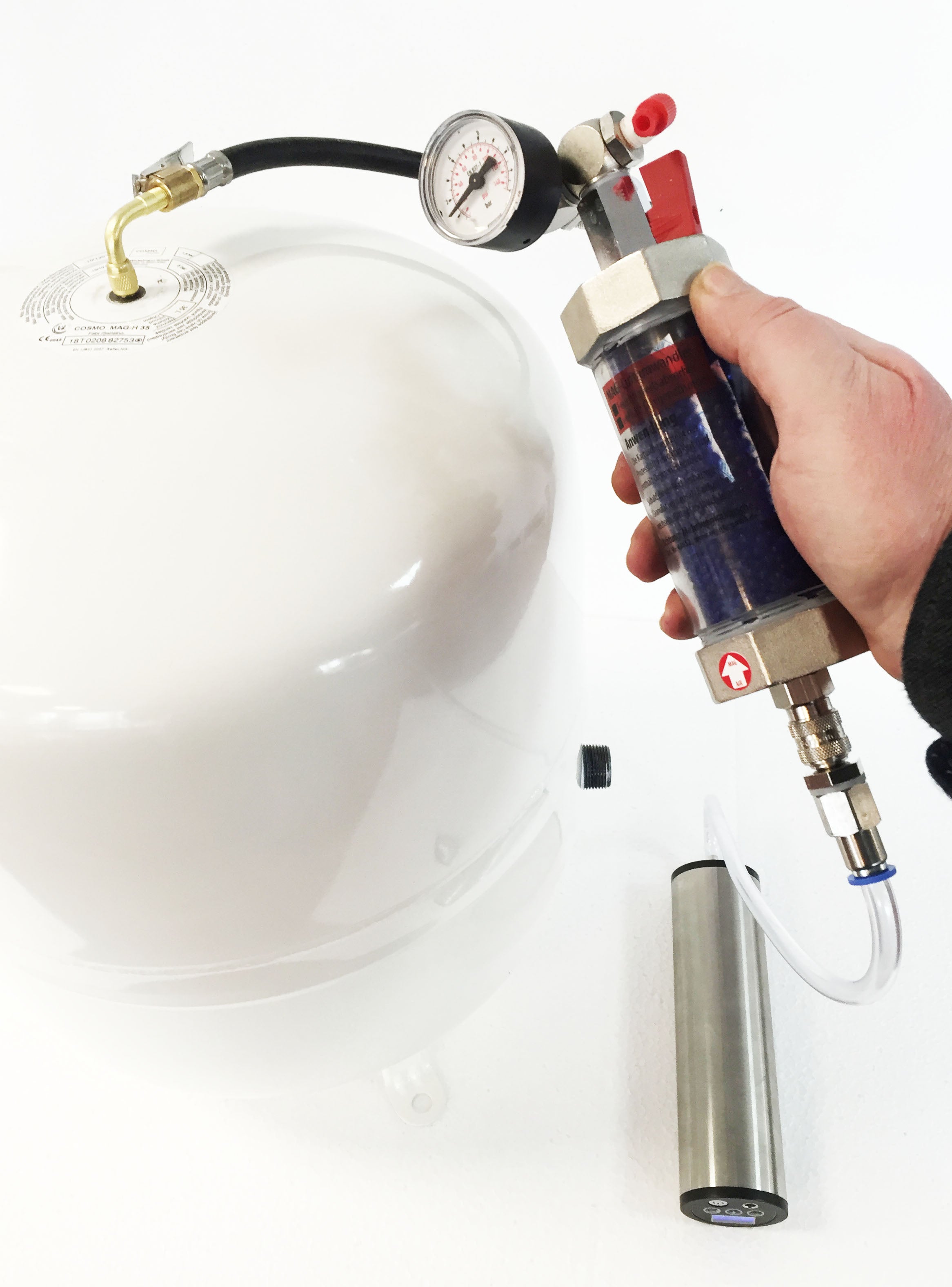 MAG-REFILL-SET / Gefäss-Füller mit Akkukompressor – Gefäßfüller