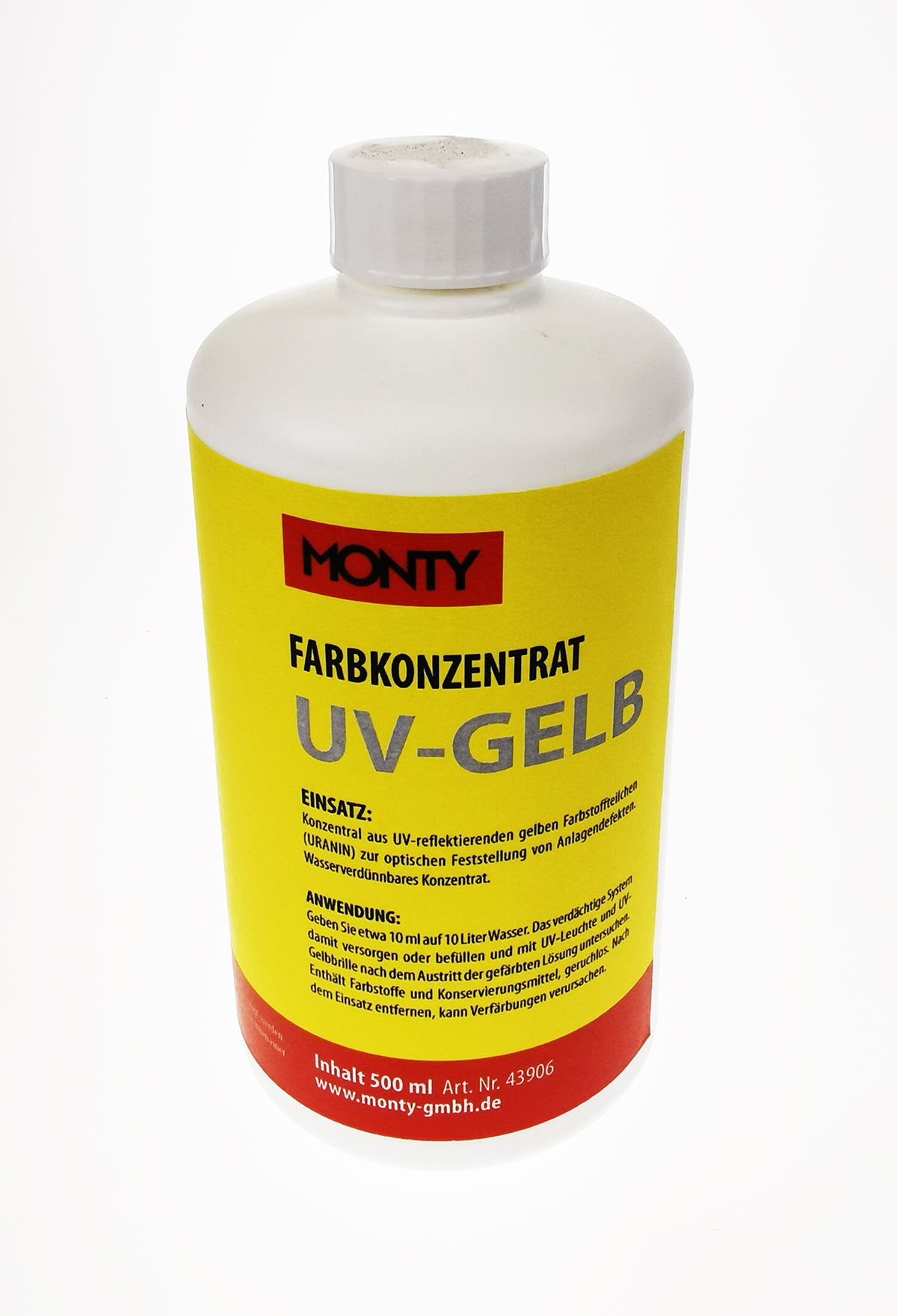 Farbkonzentrat Gelb 500ml für ca. 500Liter Wasser – Färbemittel für UV-Leuchte / Leckortungstechnik