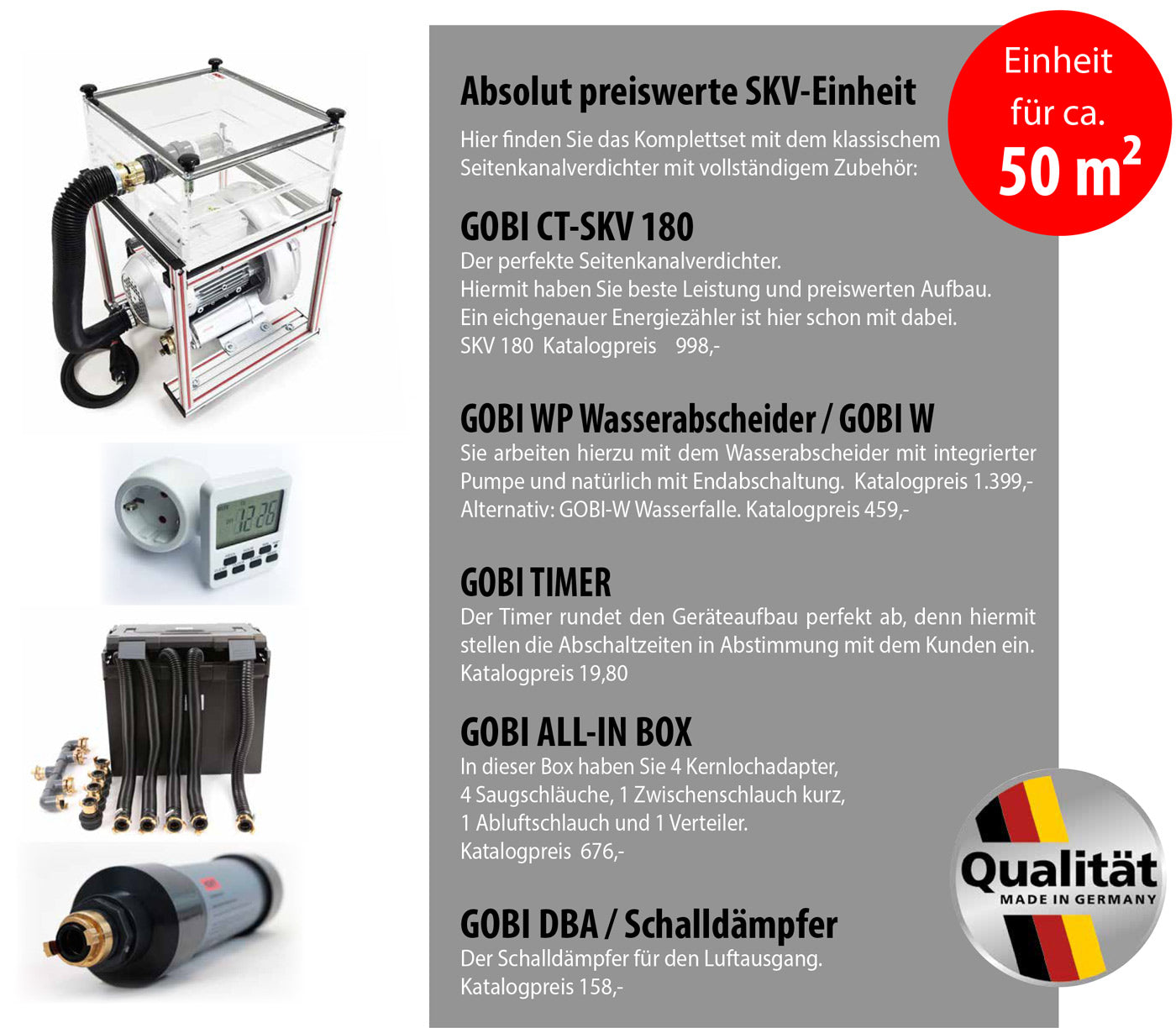 GOBI Komplett-Set SKV 180 mit Wasserfalle Dämmschichttrocknung – Komplettset