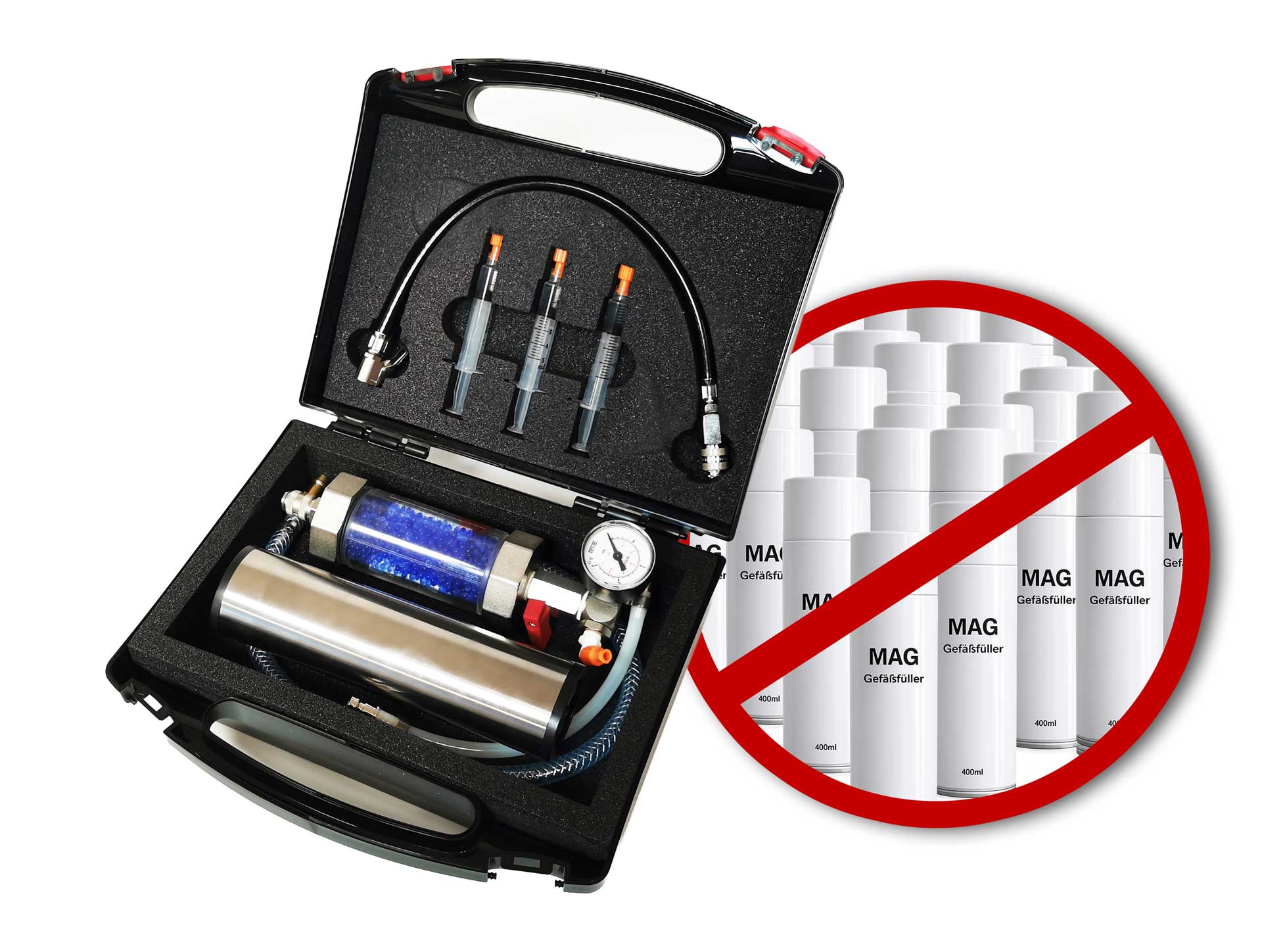 MAG-REFILL-SET / Gefäss-Füller mit Akkukompressor – Gefäßfüller