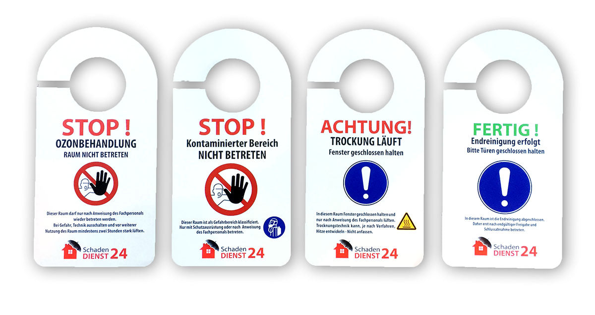 Komplettset 5 x 100 Türanhänger / alle vier Sorten neutral oder mit Logo SD24