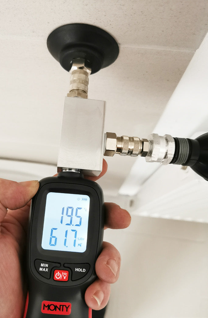 AIR-INDY + AW-PUMPSET Präzisions-Messgerät mit AW-Pumpset – Profi-Baufeuchtemessgerät / zerstörungsfreie Feuchtemessung