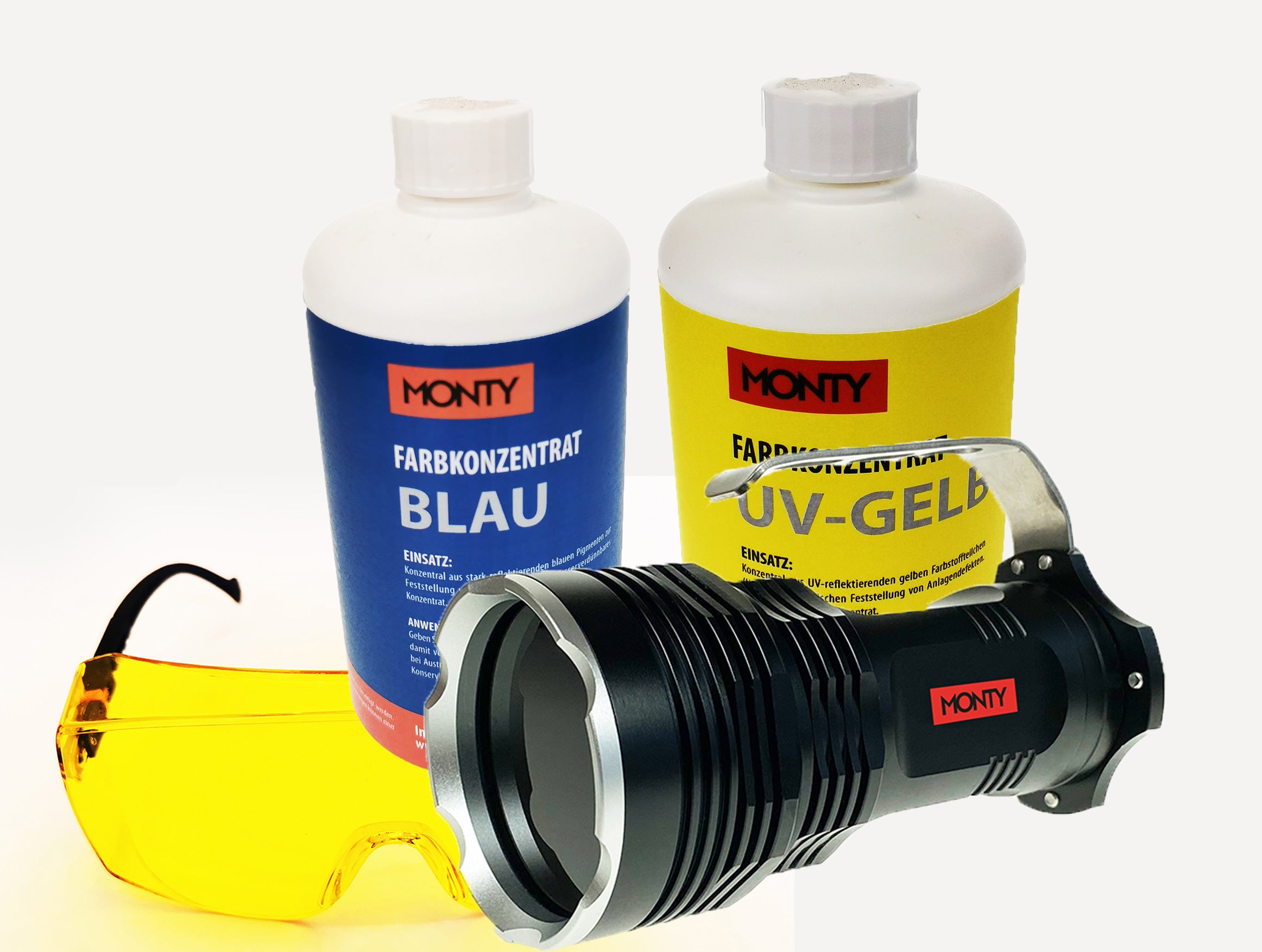 UV-Check-Set – Färbemittel mit UV-Leuchte / Leckortungstechnik