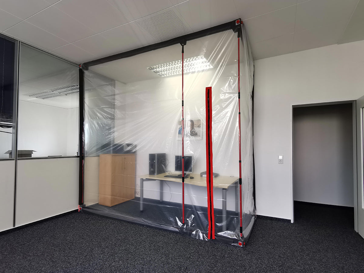 SAFE-WALL Tasche 6 Meter mit Dichtschienen – Staubschutzwand SafeWall – Teleskop Staubschott System