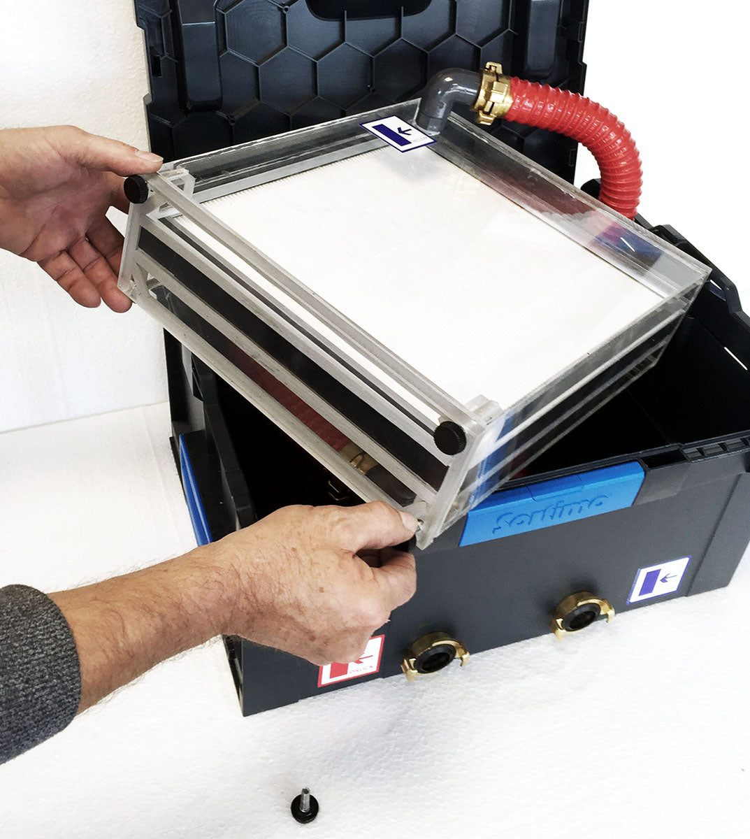 CTF-Feinfilterbox  Plexiglas druckfest mit Filter im Sortimokoffer
