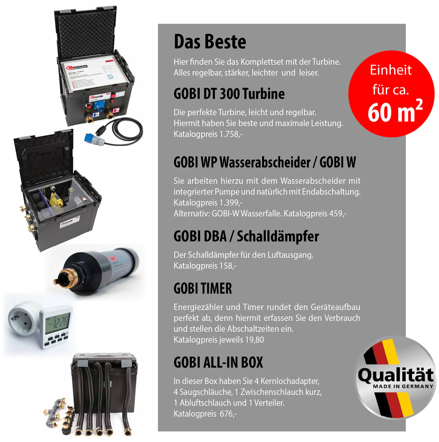GOBI Komplett-Set Turbine mit Wasserabscheider – Dämmschichttrocknung Komplettset