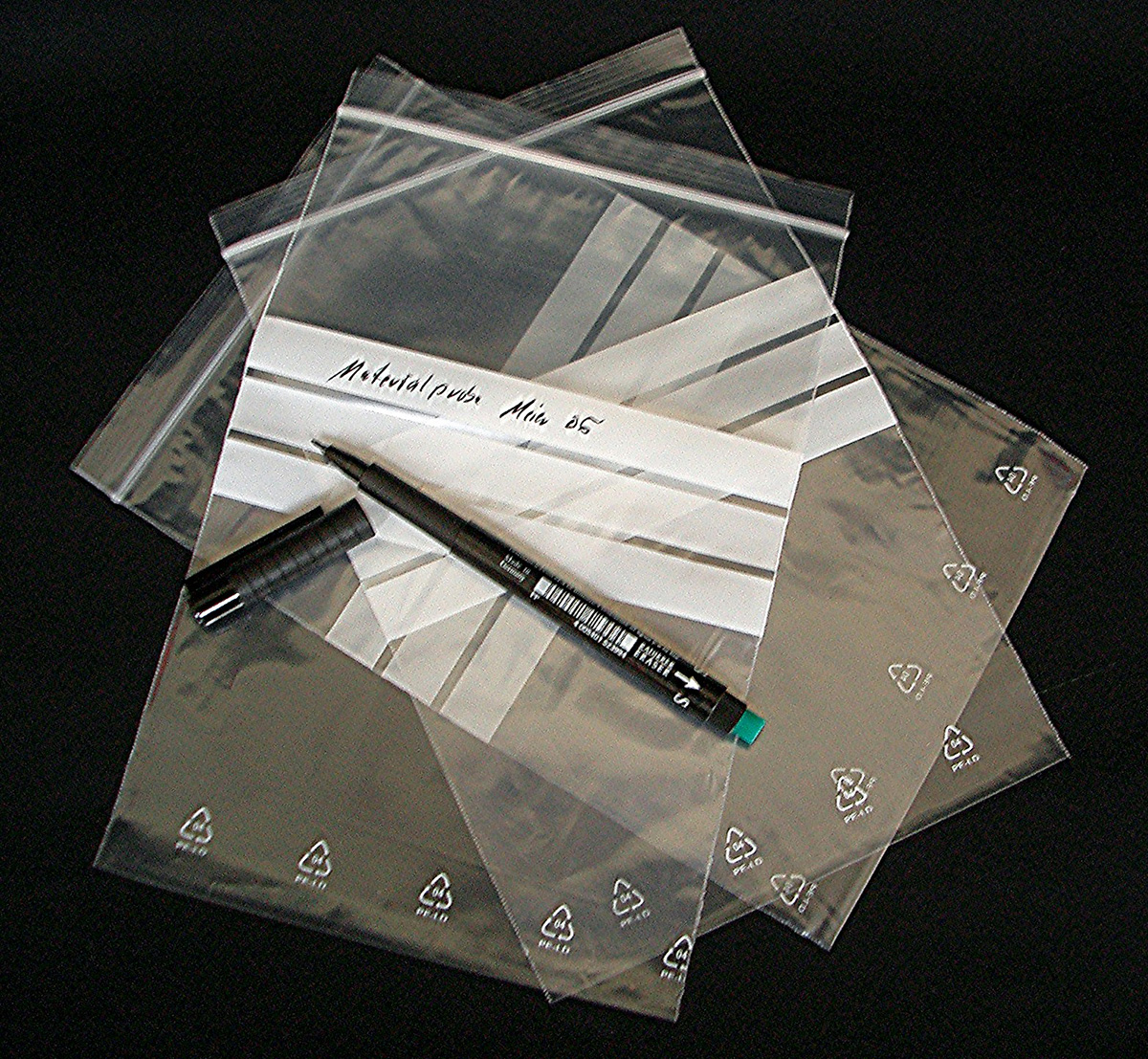 Folienbeutel 150 x 100 mm, Packung 100 Stück + Markerstift